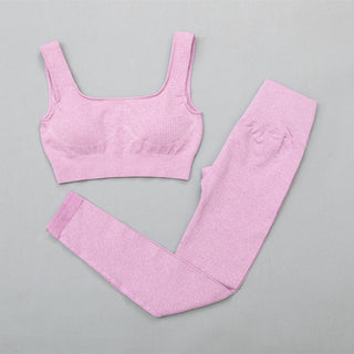 Buy bra-pants-purple 2 Pc Seamless Yoga and Sports Set  Long Sleeve Crop Top &amp; High Waist Leggings