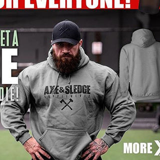 Buy grey Long Sleeve Bodybuilding Pullover Hoodie