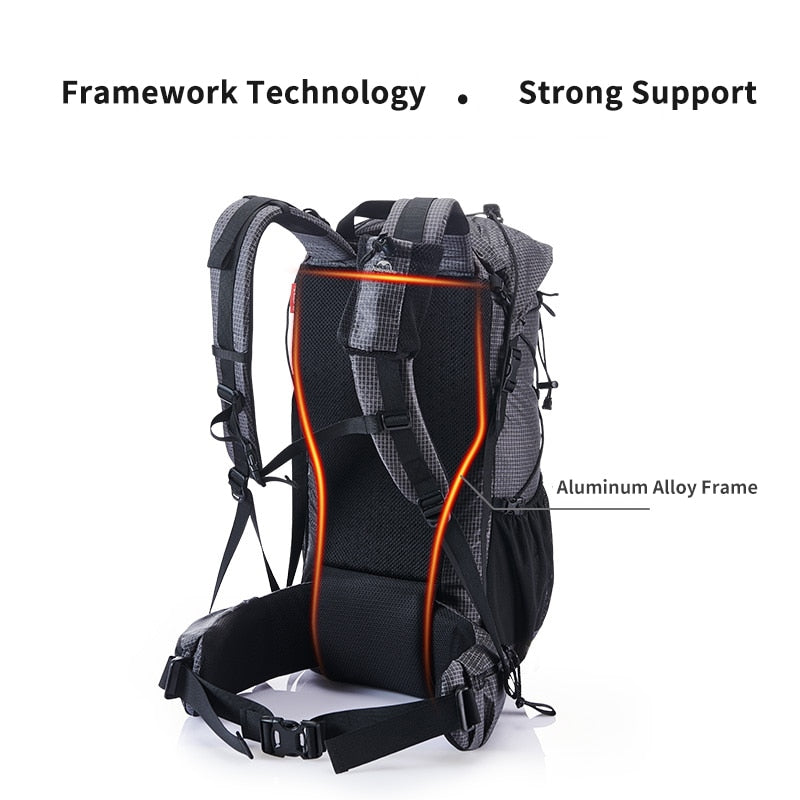 Naturehike 60L+5L Camping Backpack 1.16kg High Capacity 15kg Load Camping Backpack Tear-Risistant Hiking Backpack Waterproof