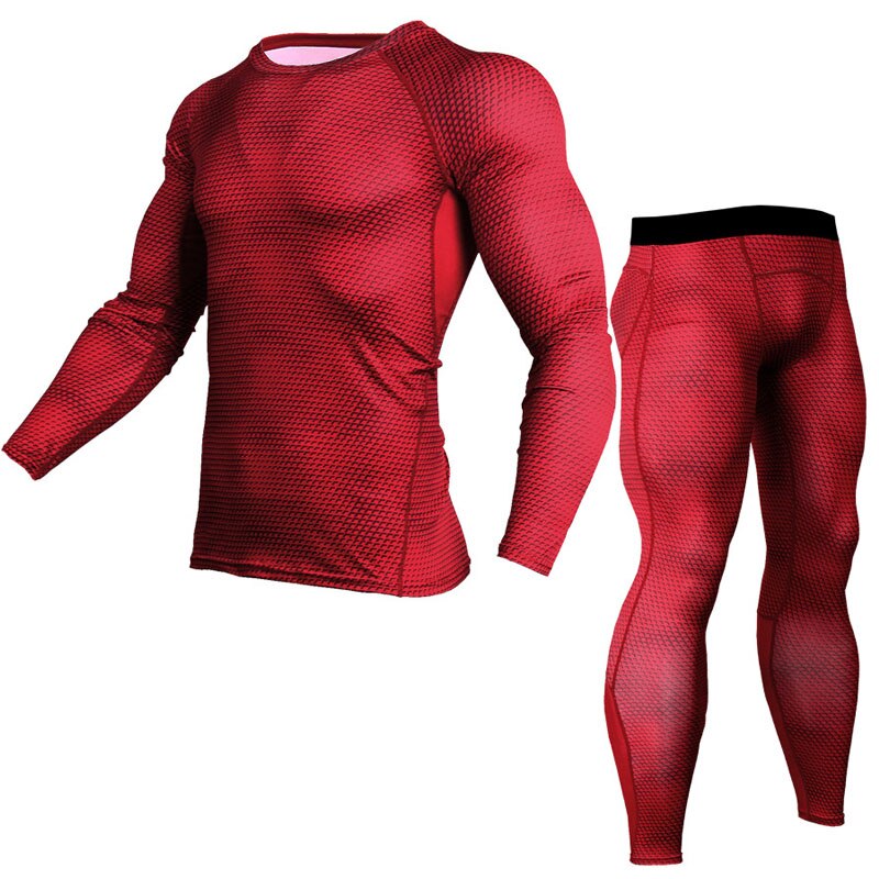 Acheter red 2pc Set Jogging and Gym underlayer suit for Men. Long Sleeve top &amp; leggings