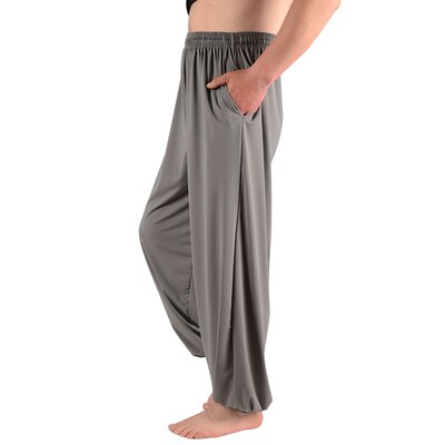 Comprar gray Customized Kung Fu Pants Nylon Wing Chun Tai Chi Clothing Martial Arts Yoga Pants men Loose самурай Wushu Artes Marcia Pants