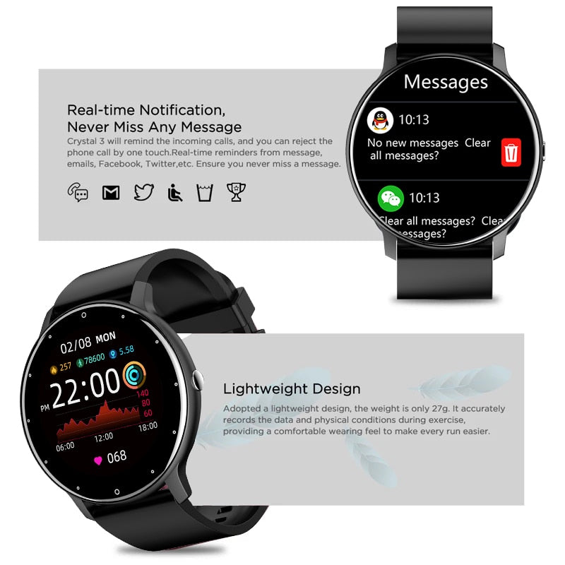 Smartwatch real-time activity tracker & heart rate monitor