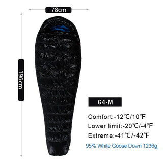 Buy g4-m-1236g-black AEGISMAX 95% White Goose Down Mummy Shape Camping Sleeping Bag