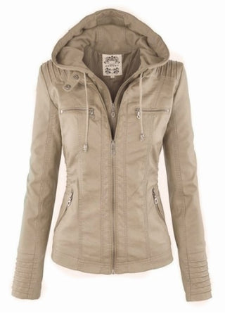 Faux Leather Jacket for Women with hoodie