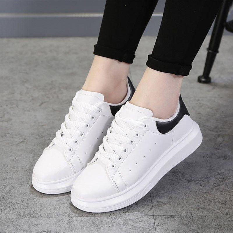 White Sneakers Chunky Vulcanized Platform Shoes