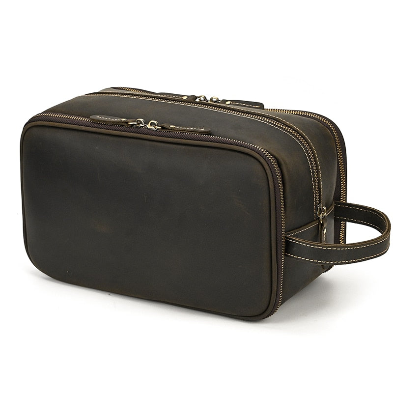 Newsbirds Leather Cosmetic and toiletries Bag for Men & Women 