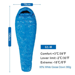 Buy g1-m-380g-blue AEGISMAX 95% White Goose Down Mummy Shape Camping Sleeping Bag
