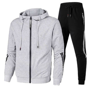 Compra gray Striped Two Piece Tracksuit Suit with Zipper