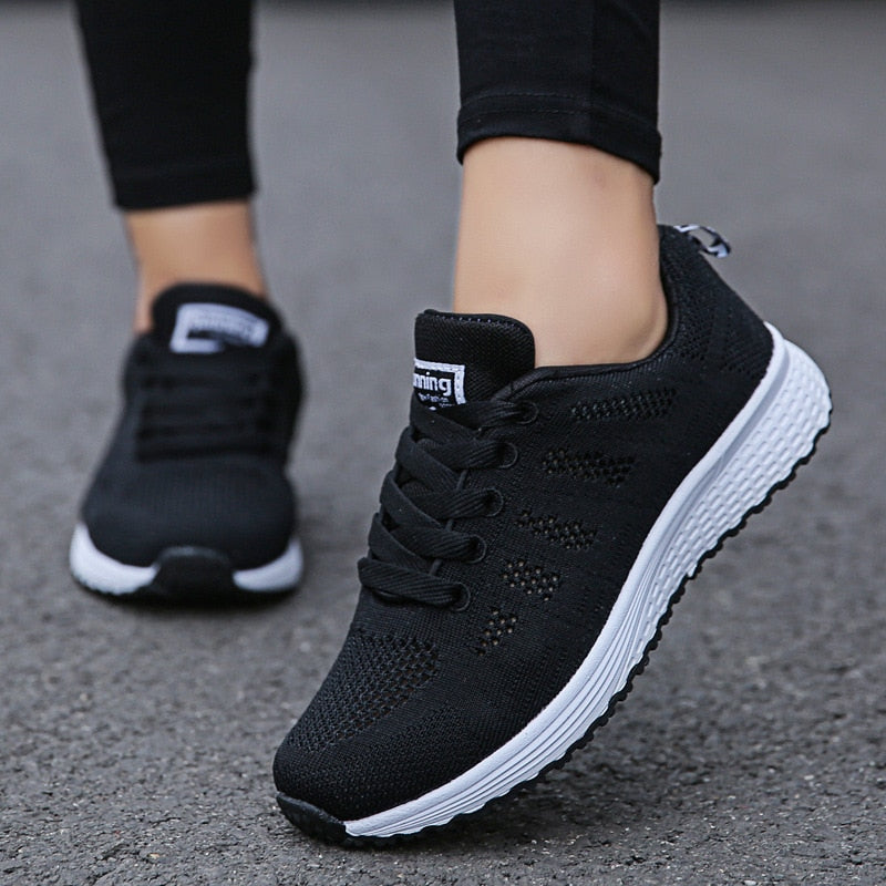 Compra a08-black Women Casual Shoes Fashion Breathable Walking Mesh Flat Shoes
