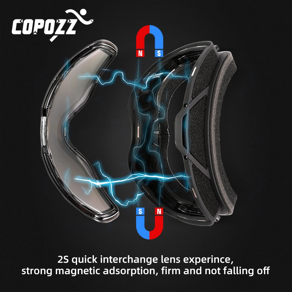 COPOZZ Frameless Ski Goggles with Magnetic Lens Skateboard Skiing Anti-fog UV400 Snowboard Goggles Men Women Ski Glasses Eyewear - 0