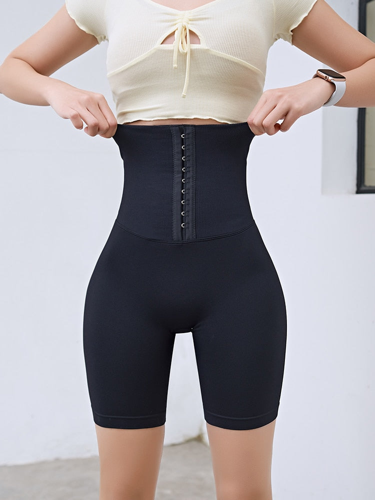 Buy shorts-black High Waist Yoga Pants - Corset Push Hip Postpartum Leggings or shorts