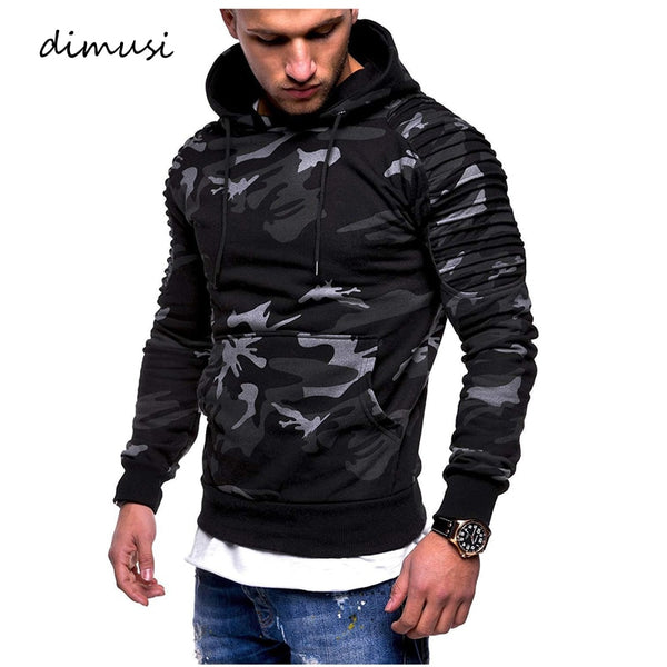 DIMUSI Slim Camouflage Windbreaker  Hooded Sweatshirt for Men