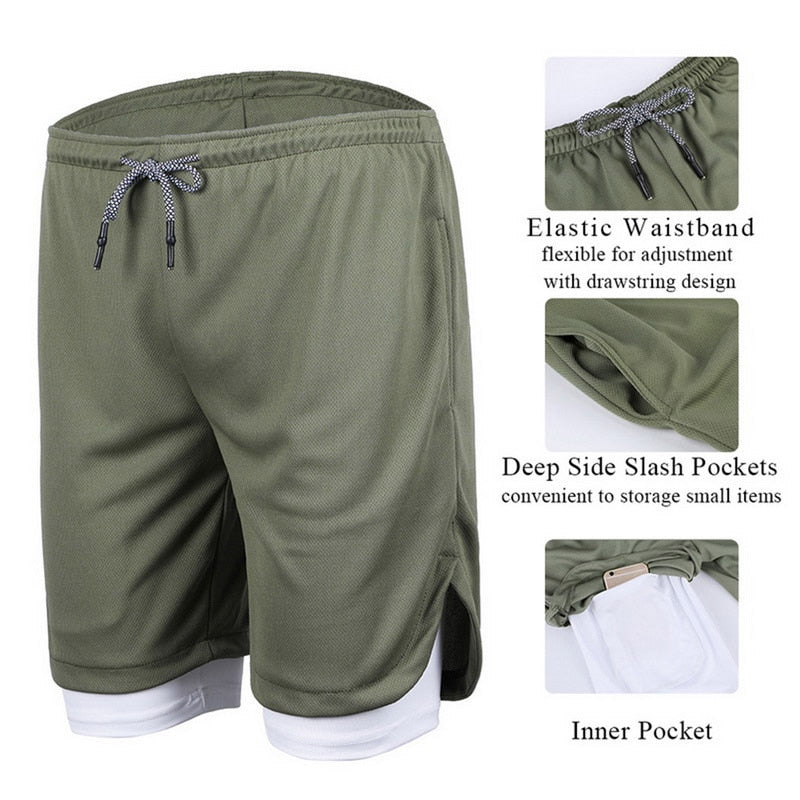 Running Shorts 2 In 1 Double-deck Quick Dry for Men