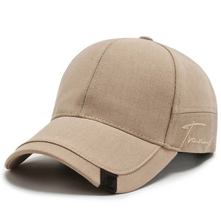 Compra khaki High Quality Solid Baseball Caps for Men Outdoor Cotton Cap Bone Gorras CasquetteHomme Men Trucker Hats