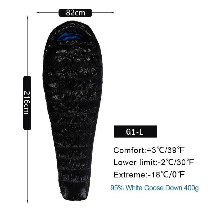 Acheter g1-l-400g-black AEGISMAX 95% White Goose Down Mummy Shape Camping Sleeping Bag