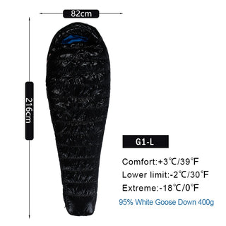 Buy g1-l-400g-black AEGISMAX 95% White Goose Down Mummy Shape Camping Sleeping Bag