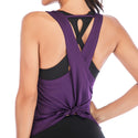 Women Sleeveless cross back Gym & Yoga tops in solid colours