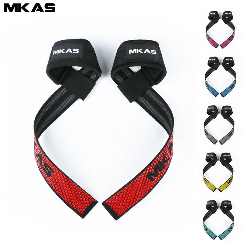 MKAS Weight lifting Wrist Straps with Non Slip Flex Gel Grip