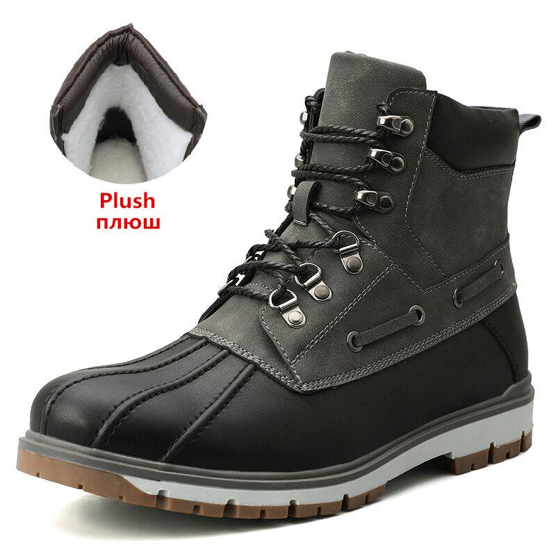 Comprar plush-black Winter Men&#39;s Lace-UP Ankle Boots with Thick Warm Plush