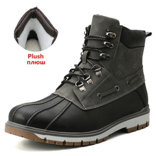 Buy plush-black Winter Men&#39;s Lace-UP Ankle Boots with Thick Warm Plush