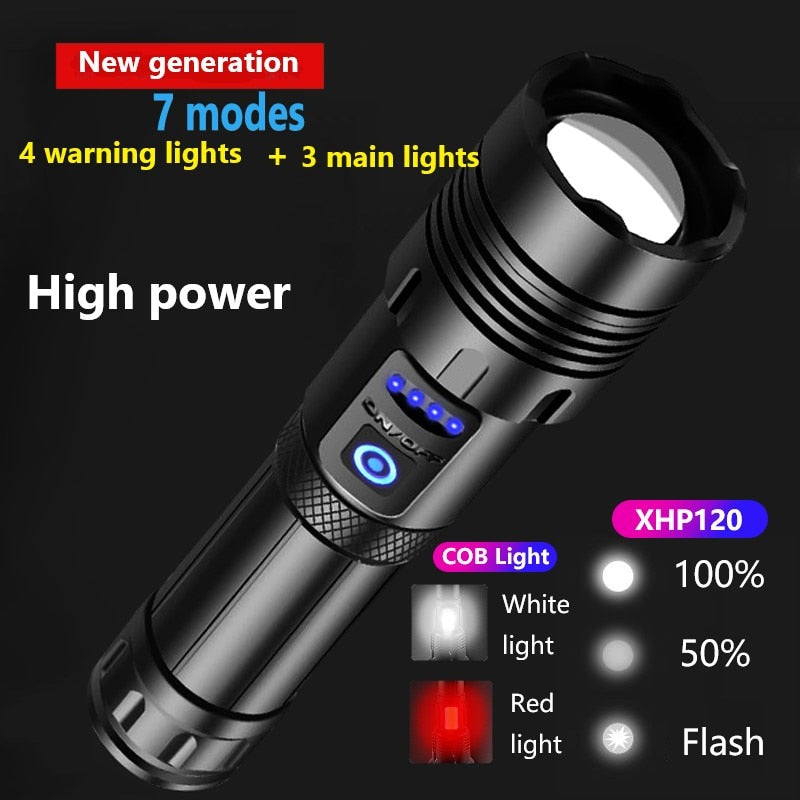 Rechargeable XHP120 Powerful Led Flashlight XHP90 High Power Torch