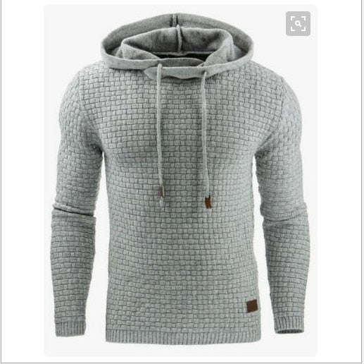 Hooded Plaid Pullover Sweatshirts Shirt for Men 