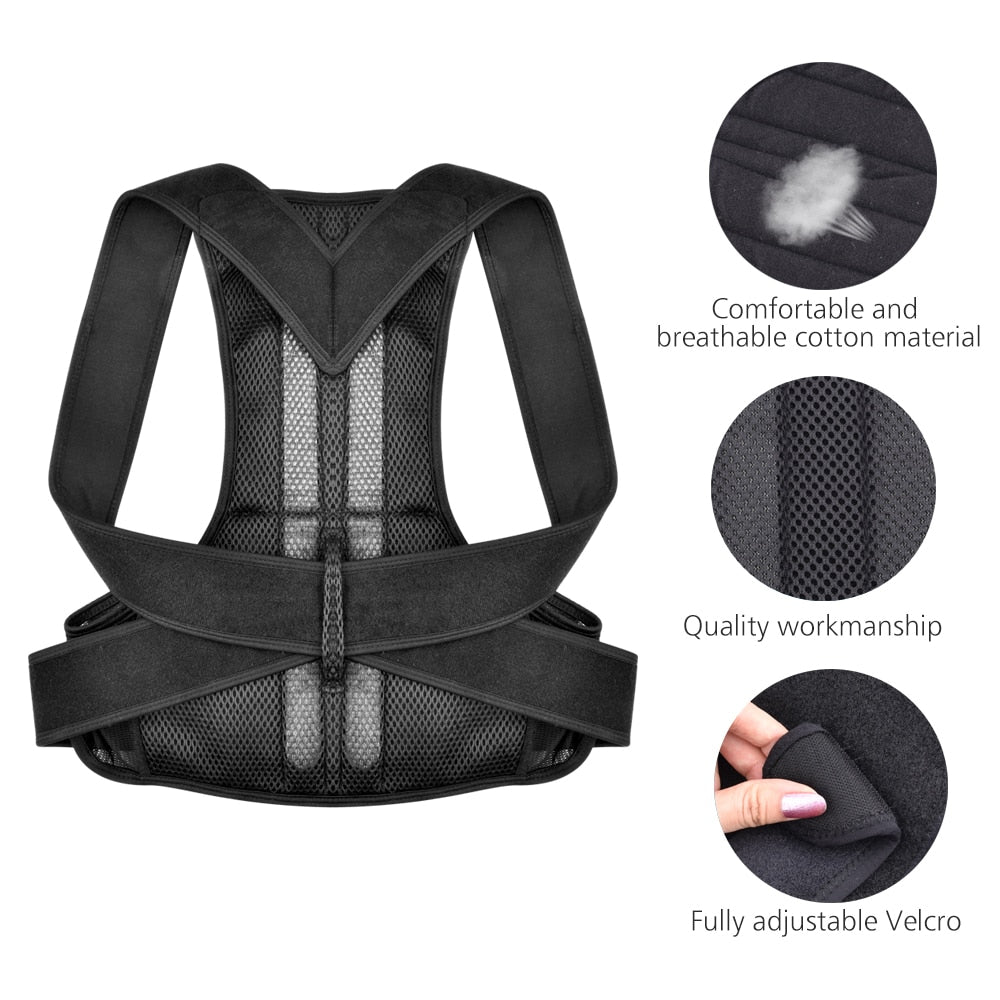 Back Posture Corrector brace with steel rod and Shoulder and Lumbar Straps