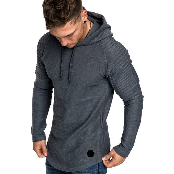  Long Sleeve Slim fit Hooded Sweatshirt for Men