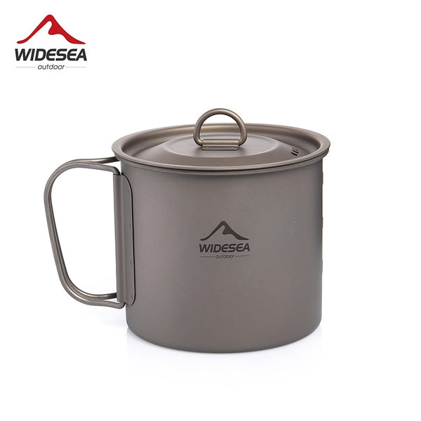 Widesea Camping Mug Titanium Outdoor Cookware Travel Cooking Set