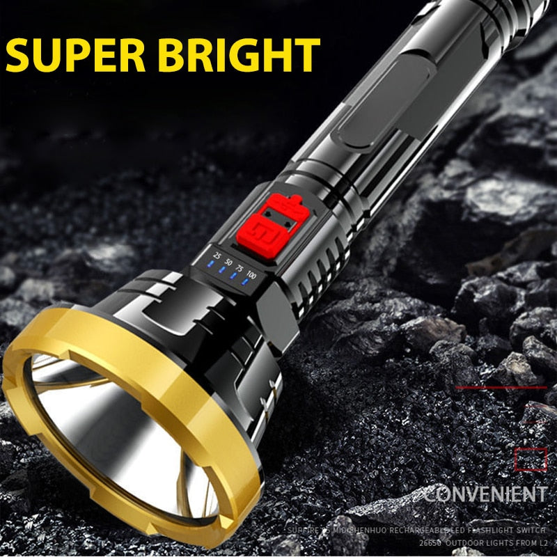 100000LM P700 Powerful LED Flashlight Tactical Flash light Long Range 1000m Torch Waterproof Camping Hand Light USB Rechargeable