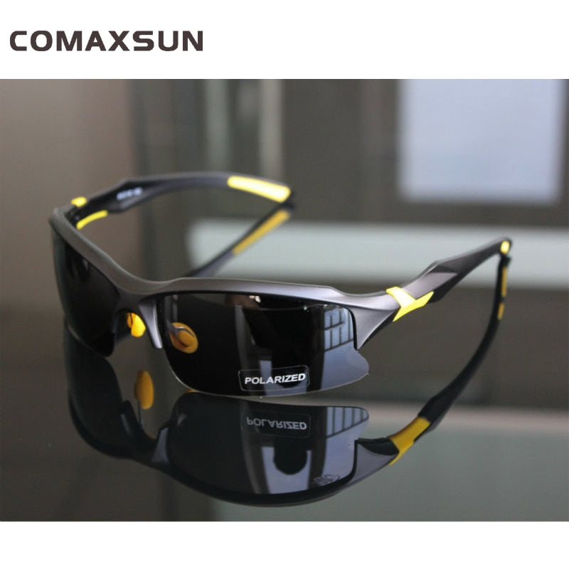 Acheter sty1matte-yellow COMAXSUN Professional Polarized Cycling Glasses Sports Sunglasses UV 400 Tr90