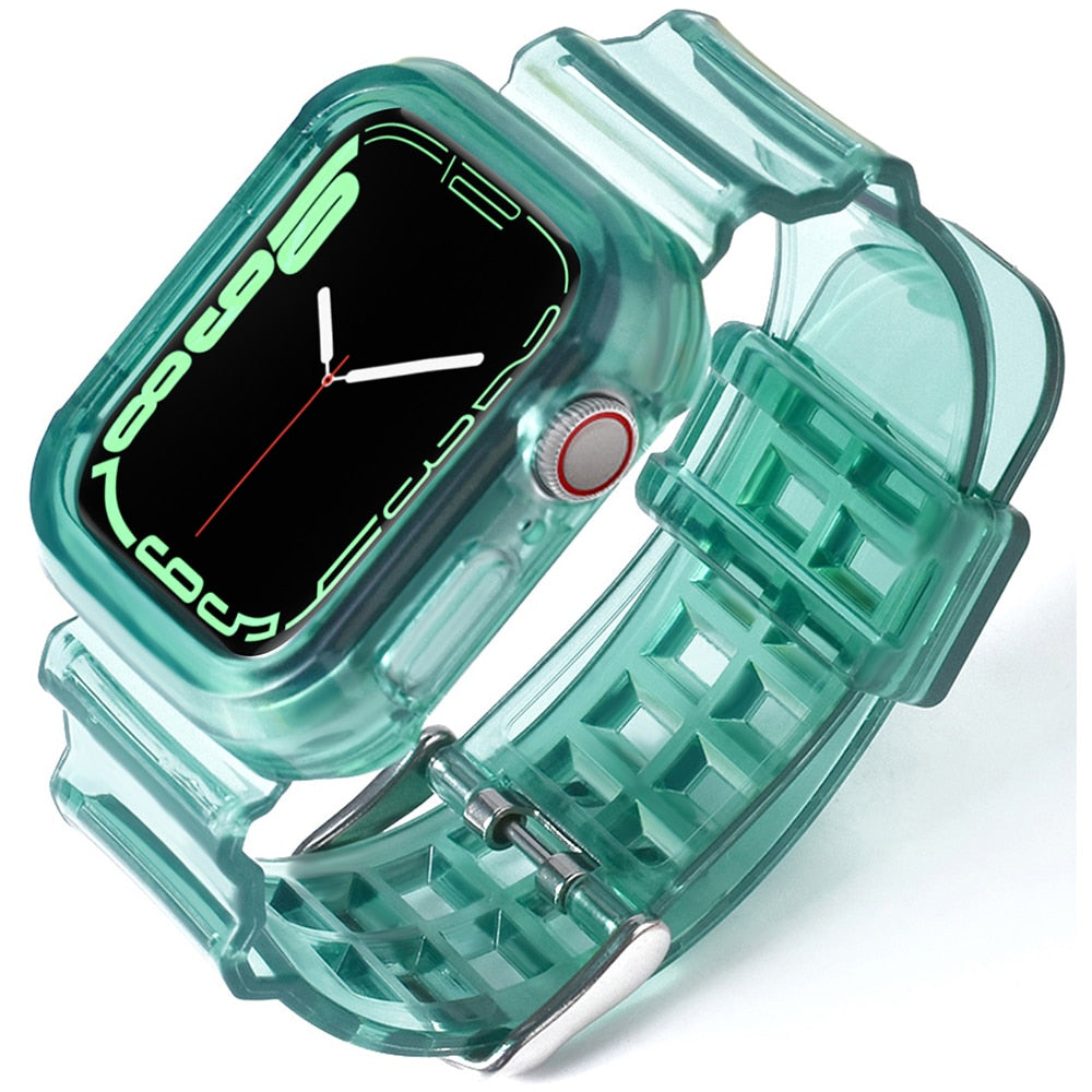 Sport Clear Band Case for Apple Watch 8 7 6 SE 5 4 3 Transparent 