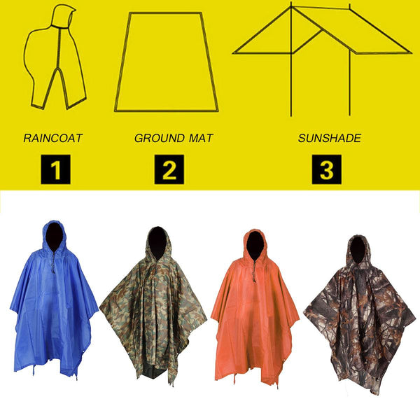 3 in 1 Portable Sunshade Camping Tarp Ground Mat Raincoat