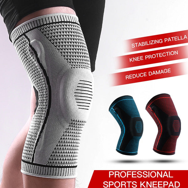 Silicone compression Full Knee Brace with Patella padded support