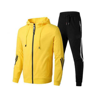 Buy yellow Striped Two Piece Tracksuit Suit with Zipper