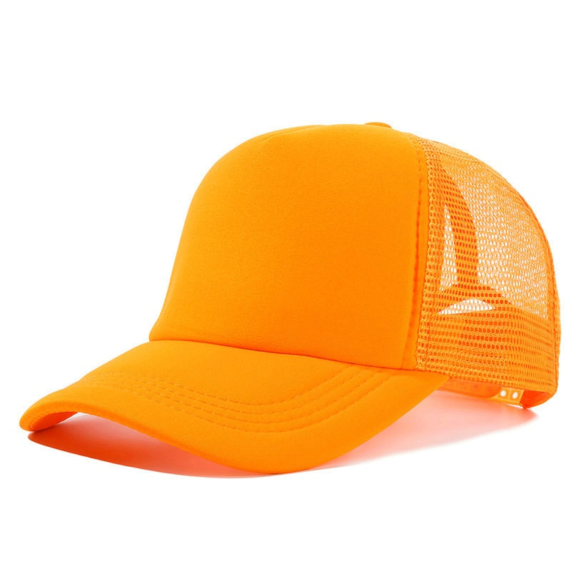 Acheter orange Plain and Mesh  Adjustable Snapback Baseball Cap