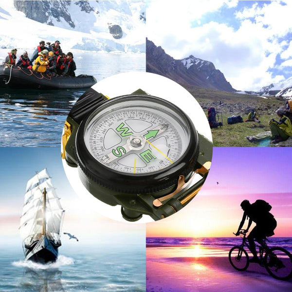 Portable Compass Military Outdoor Camping Folding Len Compass Army Green Hiking Survival Trip Precise Navigation
