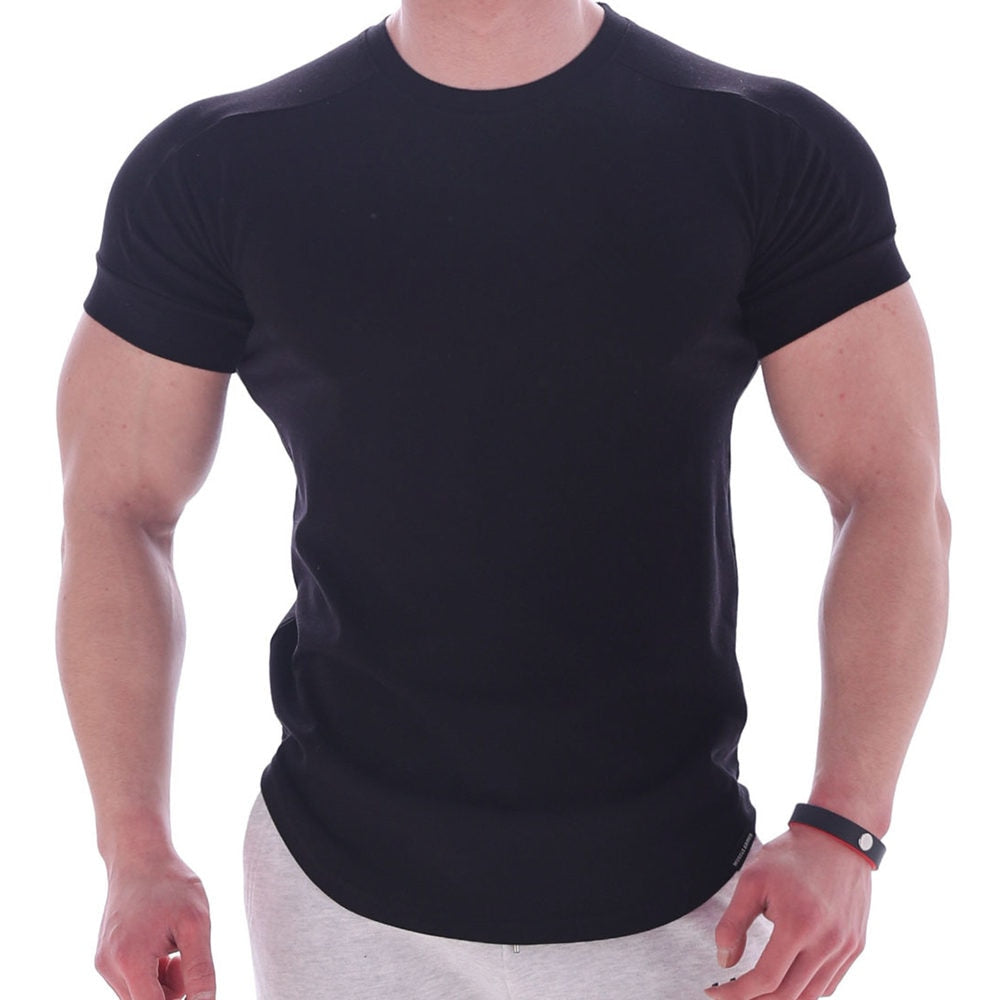 Buy black Solid Colour Short Sleeve Cotton T-shirt for Men