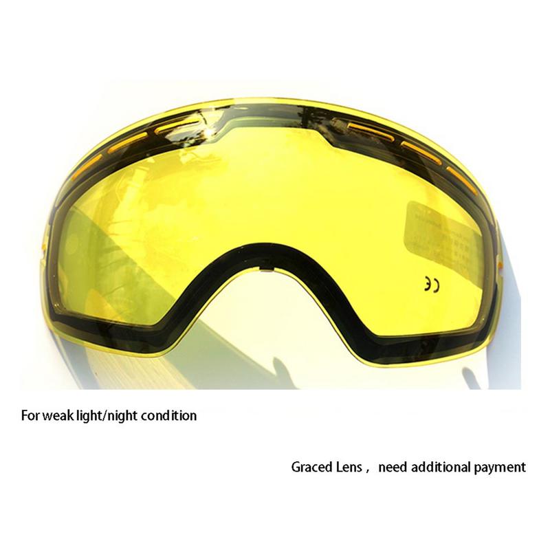 Double Brightening Ski Lens For Ski Goggles Night For Weak Light T i nt Weather Cloudy Ski Mask Replacement Lens