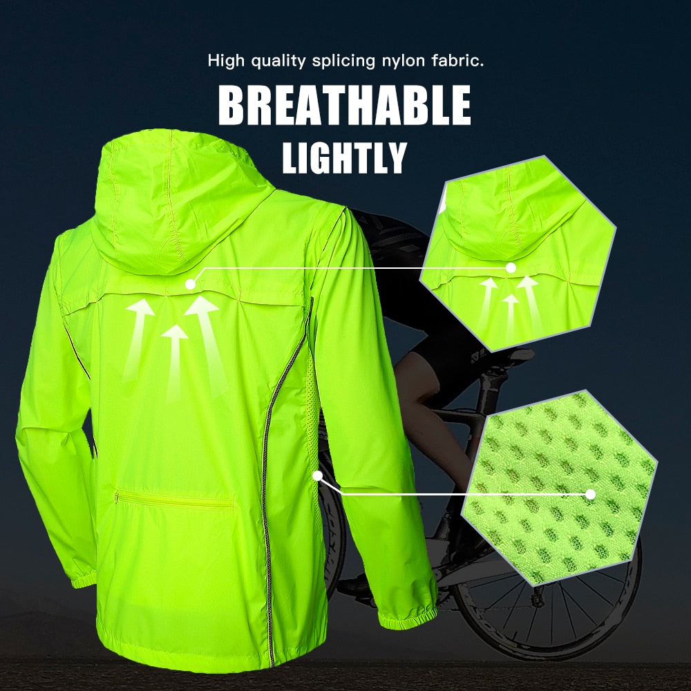 2-Part Windproof & Waterproof Reflective Cycling Hooded Jacket 