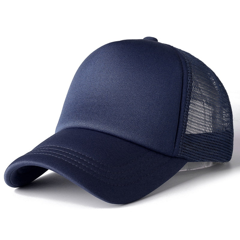 Acheter navy-blue Plain and Mesh  Adjustable Snapback Baseball Cap