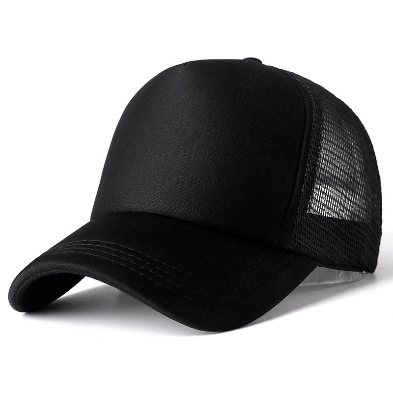 Acheter black Plain and Mesh  Adjustable Snapback Baseball Cap