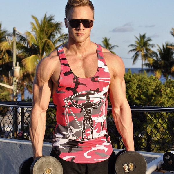 Bodybuilding and Fitness Camouflage print Tank Tops in various colours