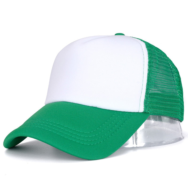 Acheter green-white Plain and Mesh  Adjustable Snapback Baseball Cap