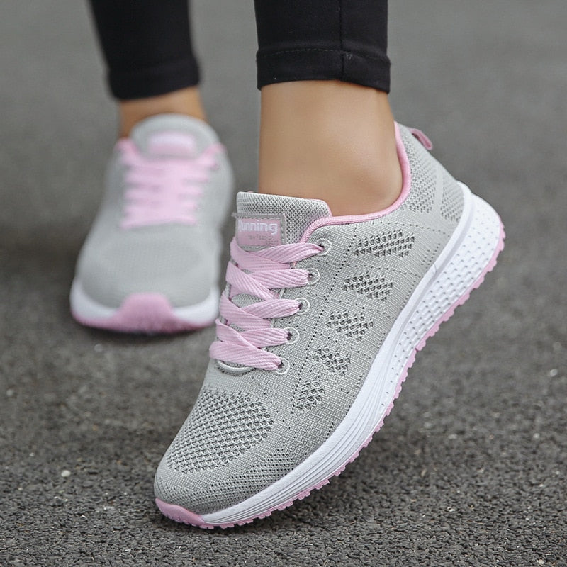 Compra a08-gray Women Casual Shoes Fashion Breathable Walking Mesh Flat Shoes