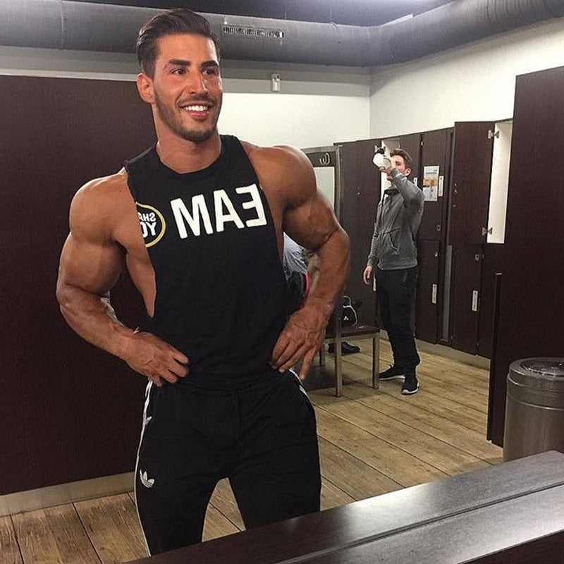 Fitness and Bodybuilding cotton Tank Tops with open sides