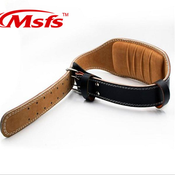 Weightlifting Belt Cowhide Leather Men Lumbar Protection Gym Fitness 