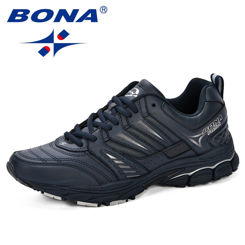 BONA Breathable Leather and Microfibre Running Shoes for MenBONA Breathable Leather and Microfibre Running Shoes for Men