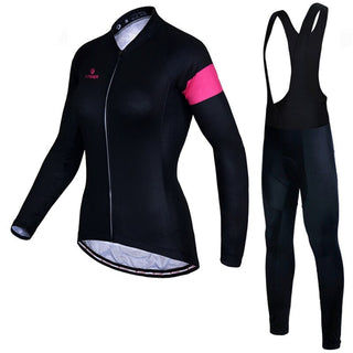 Cycling Jersey 2pcs Set Breathable Anti-UV Long Sleeve Jersey and Pants for Ladies