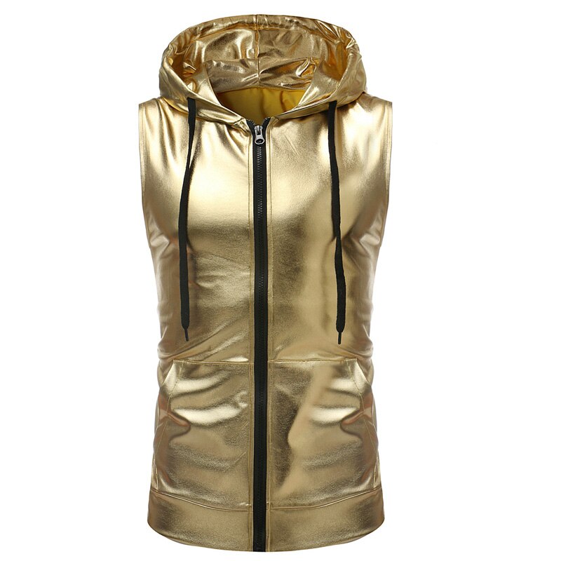 Shiny Gold Coated Metallic Tank Top Men Brand New Hip Hop Sleeve